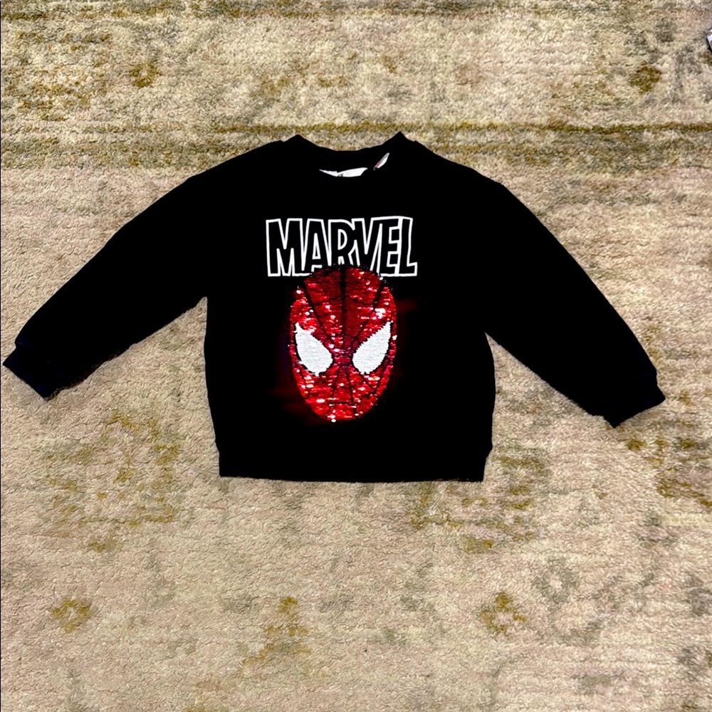 H&M Toddler Marvel Sequin Spider-Man Black Sweatshirt 4T